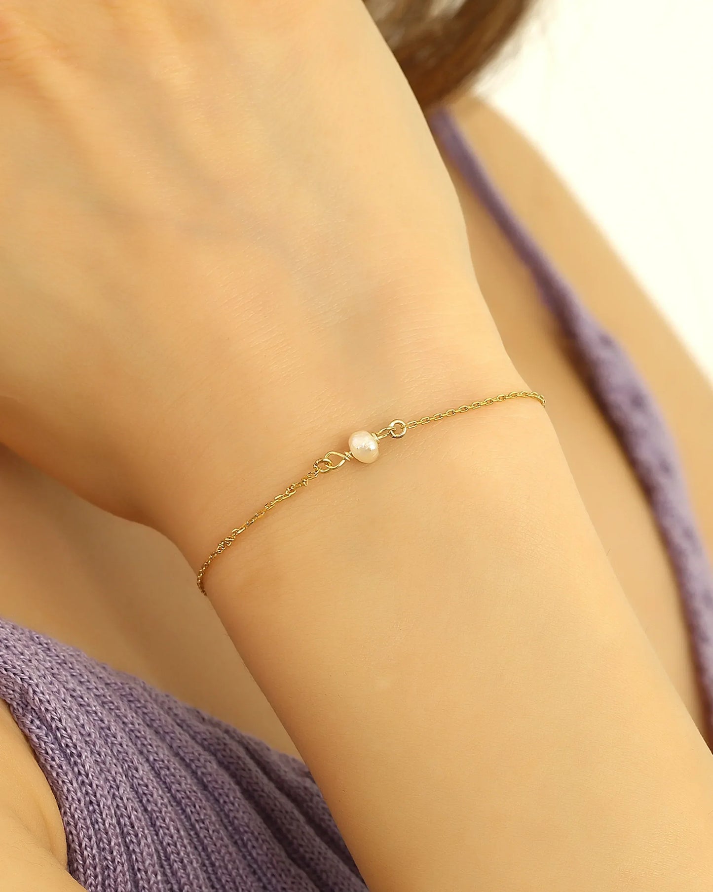 Salvatori Paris Pearl Bracelet on Silver Chain Baroque Gold Filled