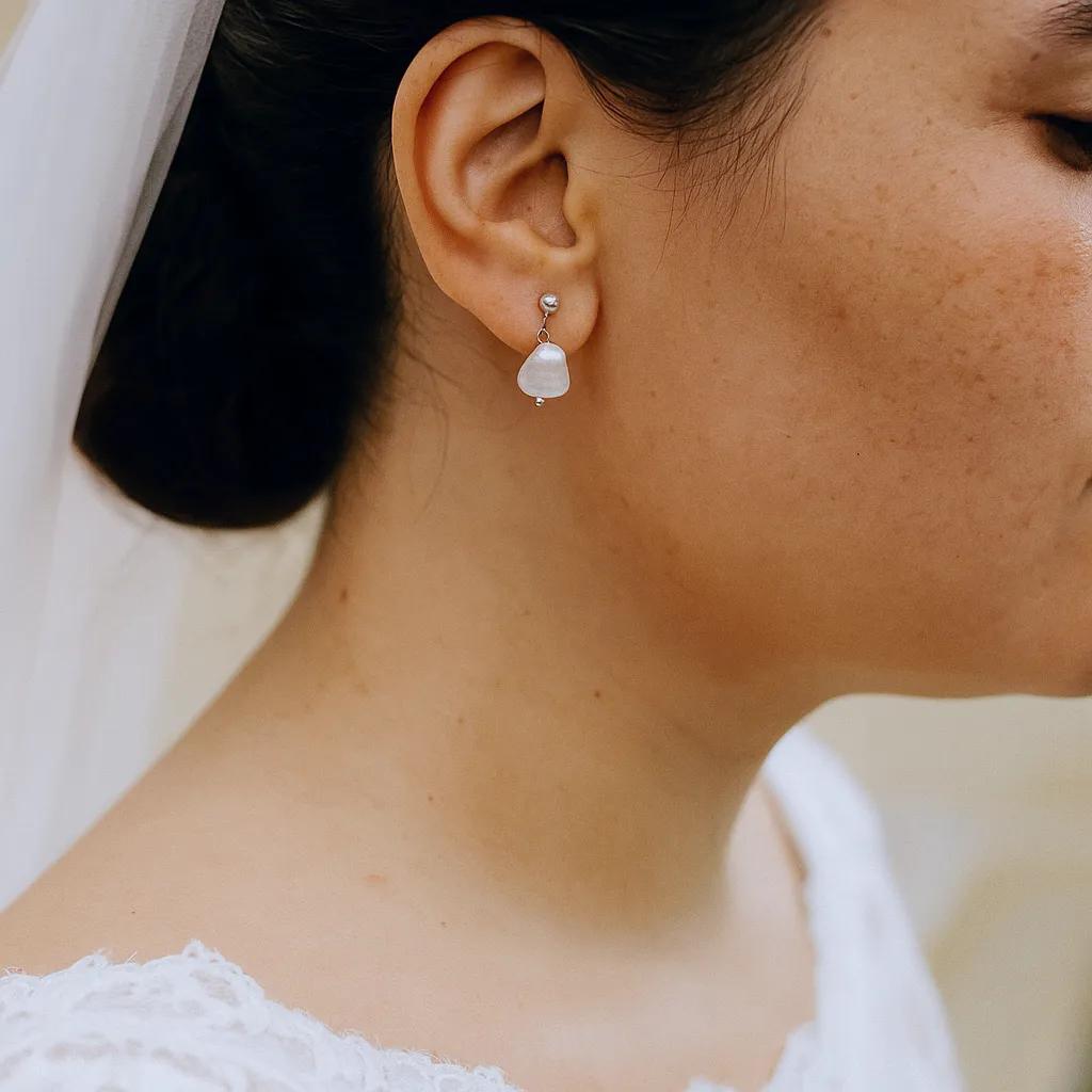 Salvatori Paris Vita Perlata Silver Stud Drop Earrings