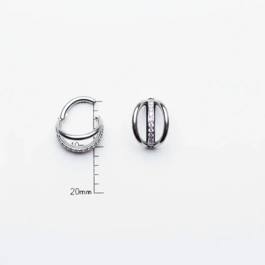 Salvatori Paris Double Hoop Ear Piercing with Cubic Zirconia Detail