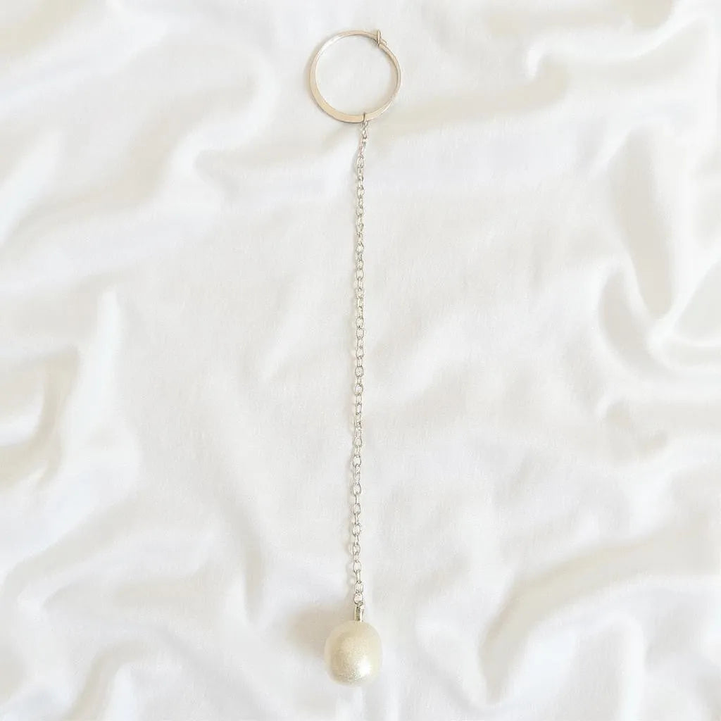 Salvatori Paris Silva Opale Silver Long Pearl Drop Earrings