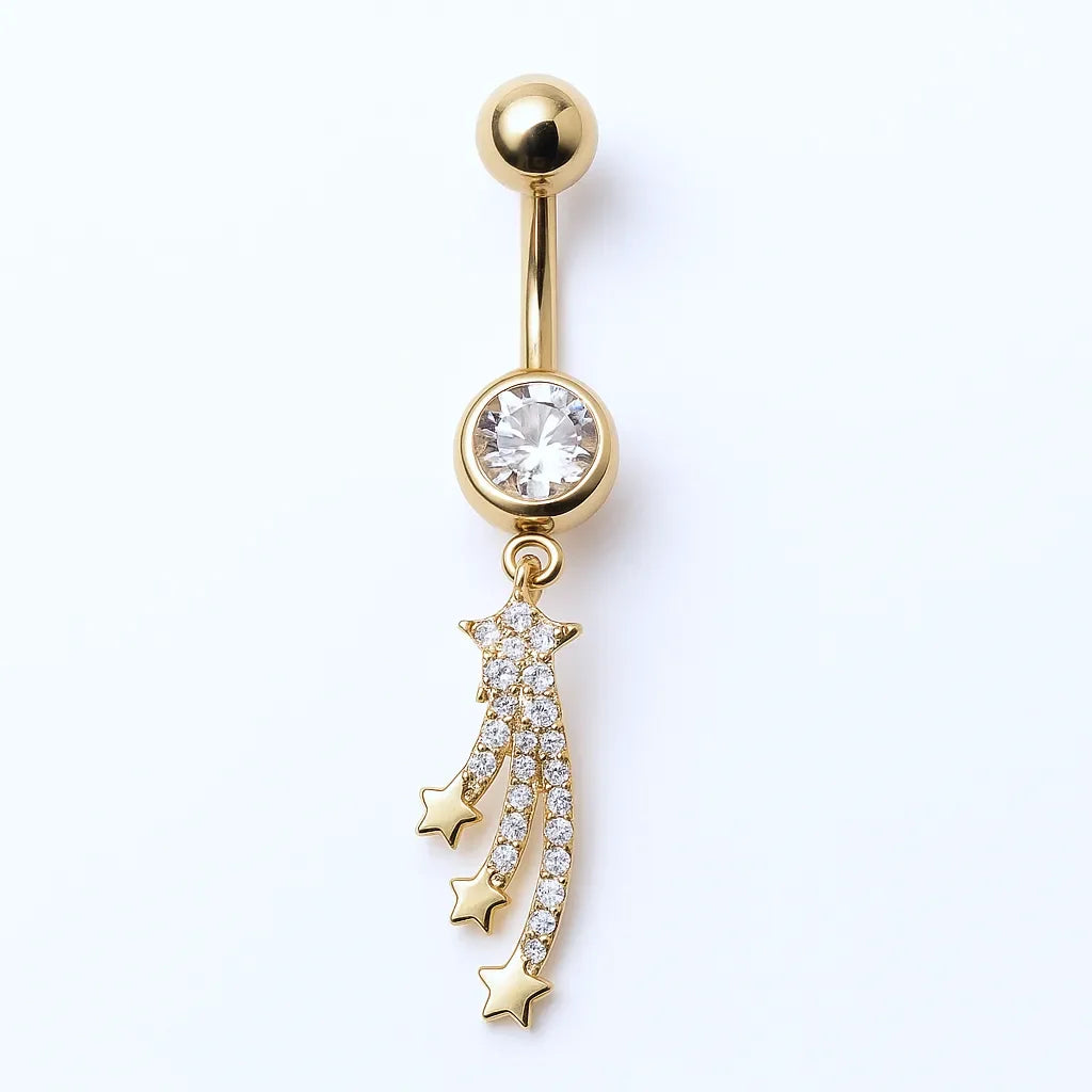 Salvatori Paris Surgical Steel Cubic Zirconia Shooting Star Navel Piercing