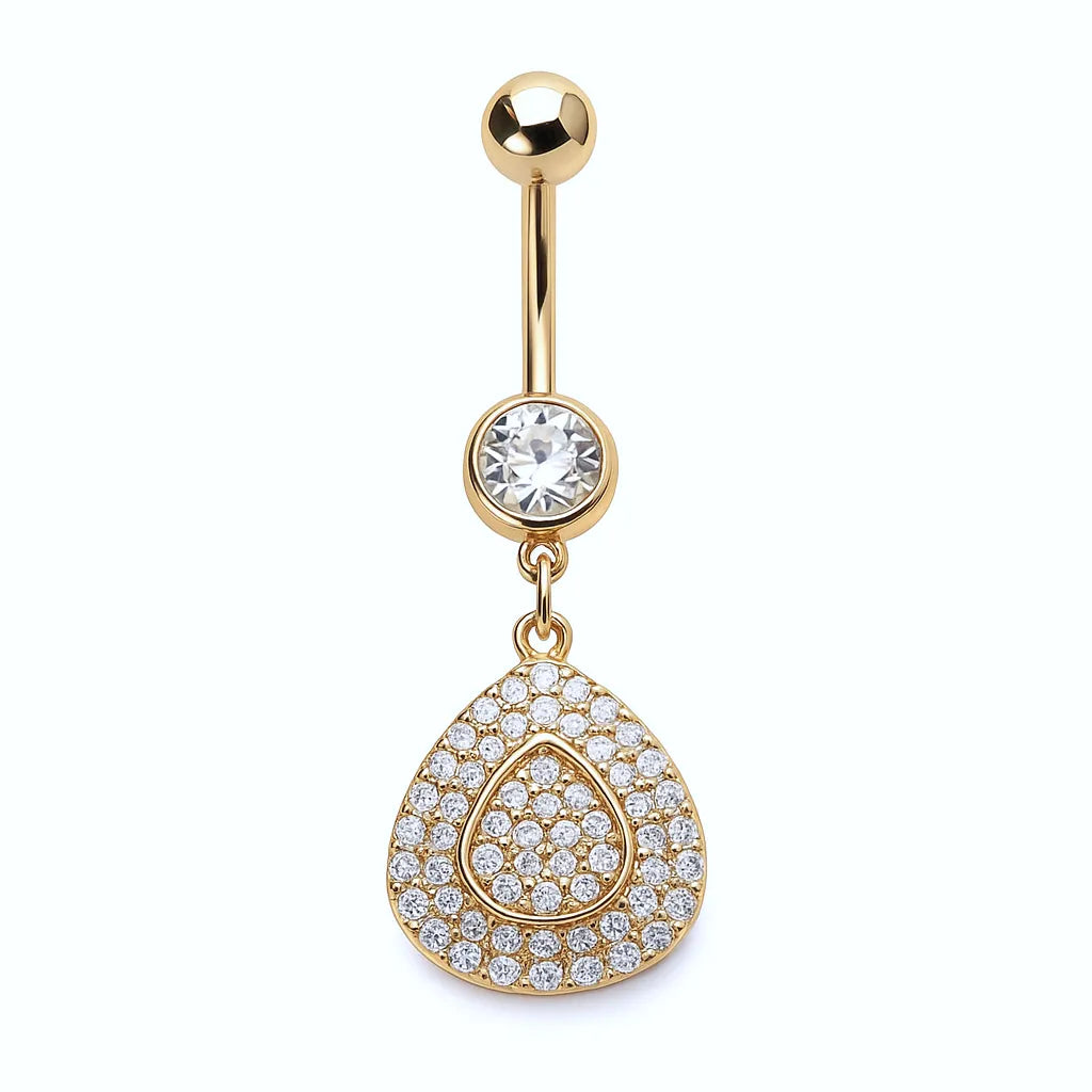 Salvatori Paris Gold Plated Surgical Steel Crystal Triangle Belly Piercing