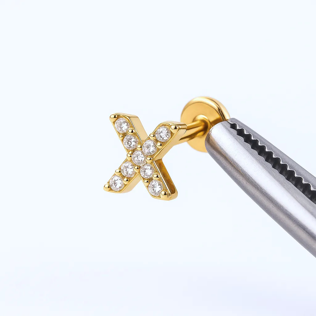 Salvatori Paris Crystal X Shape Titanium Piercing