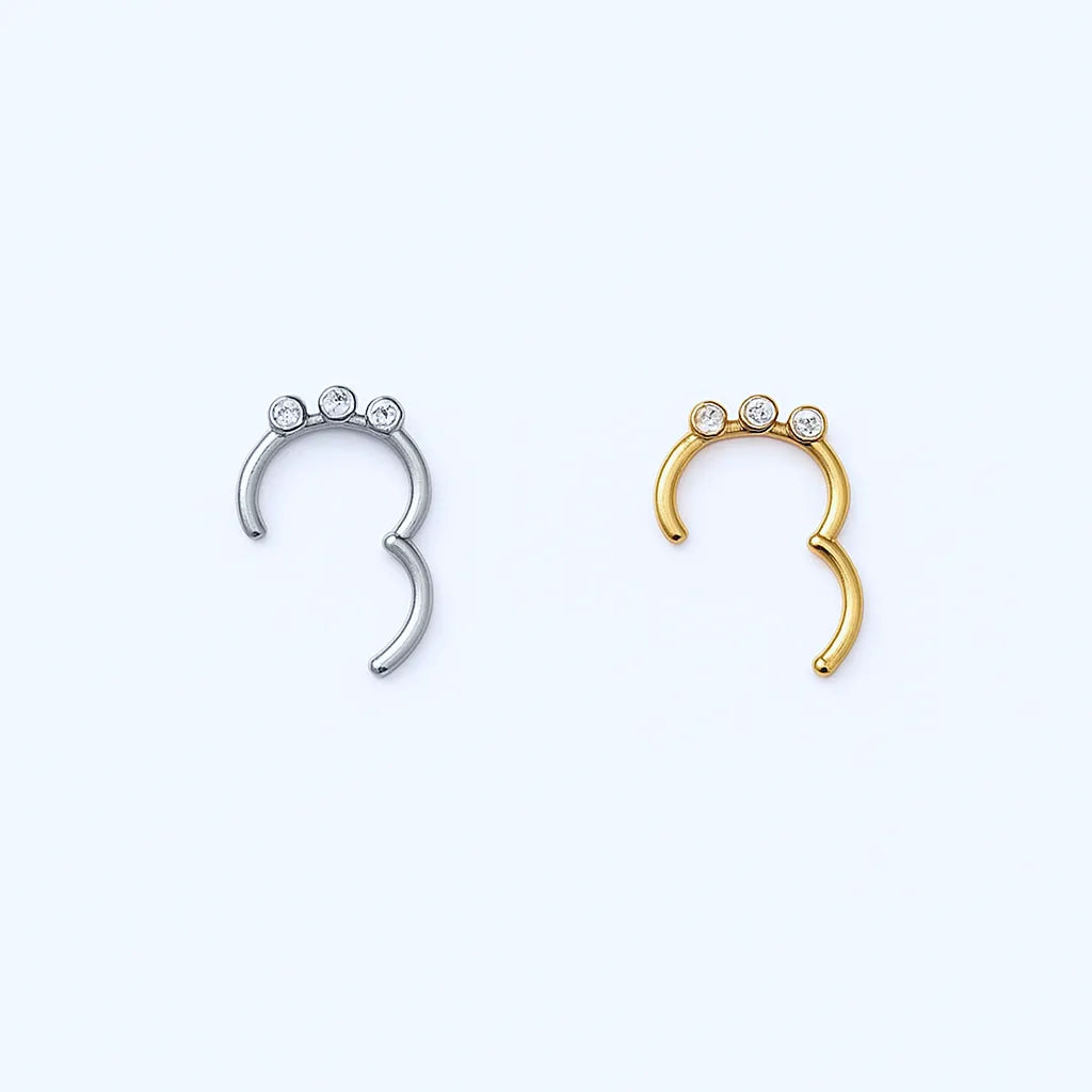 Salvatori Paris Three Crystal Clicker Daith Piercing and Clicker