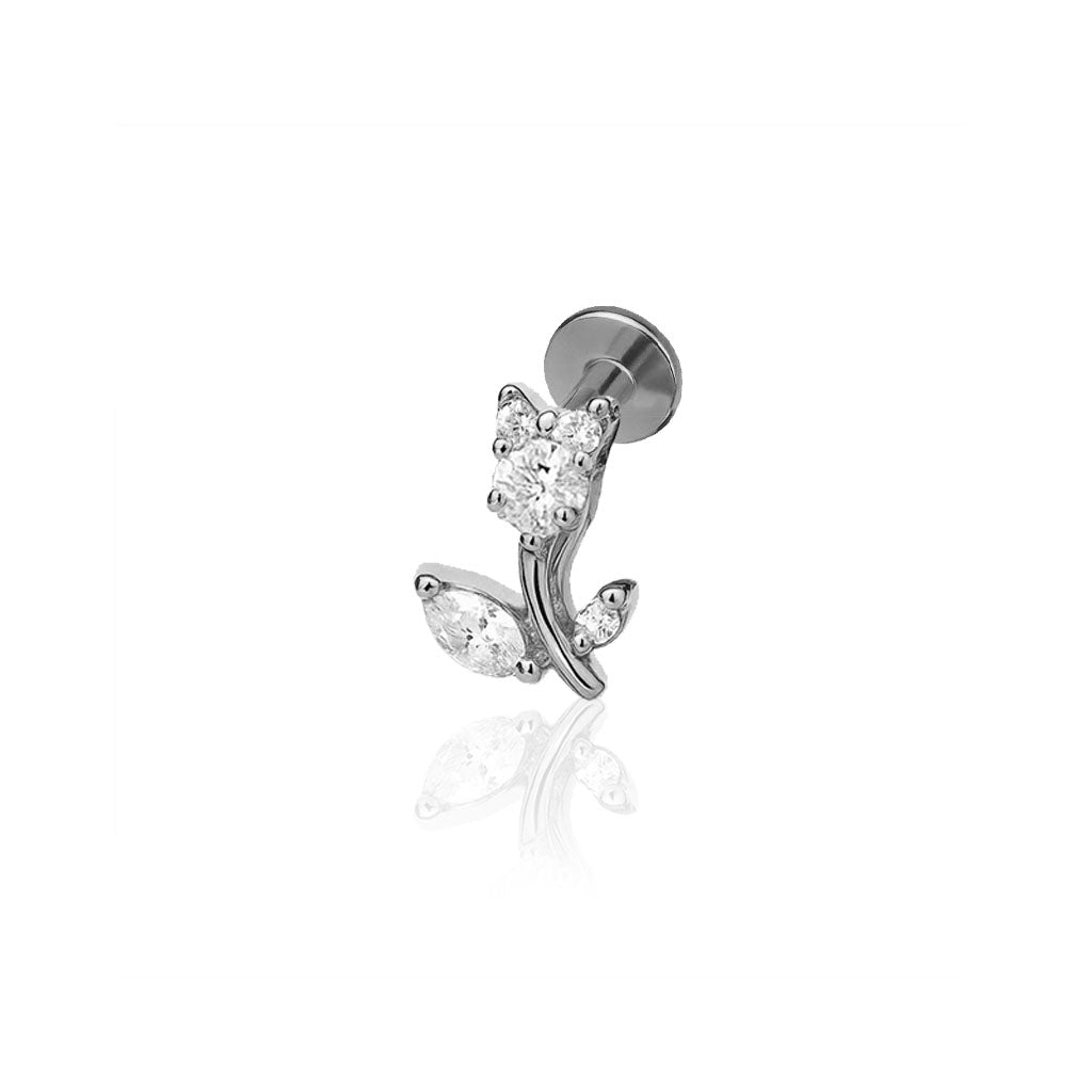 Salvatori Paris Cubic Zirconia Tulip Design Titanium Piercing