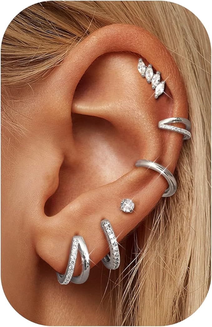 Salvatori Paris Crystal Clicker 6 Piece Ear Piercing Set