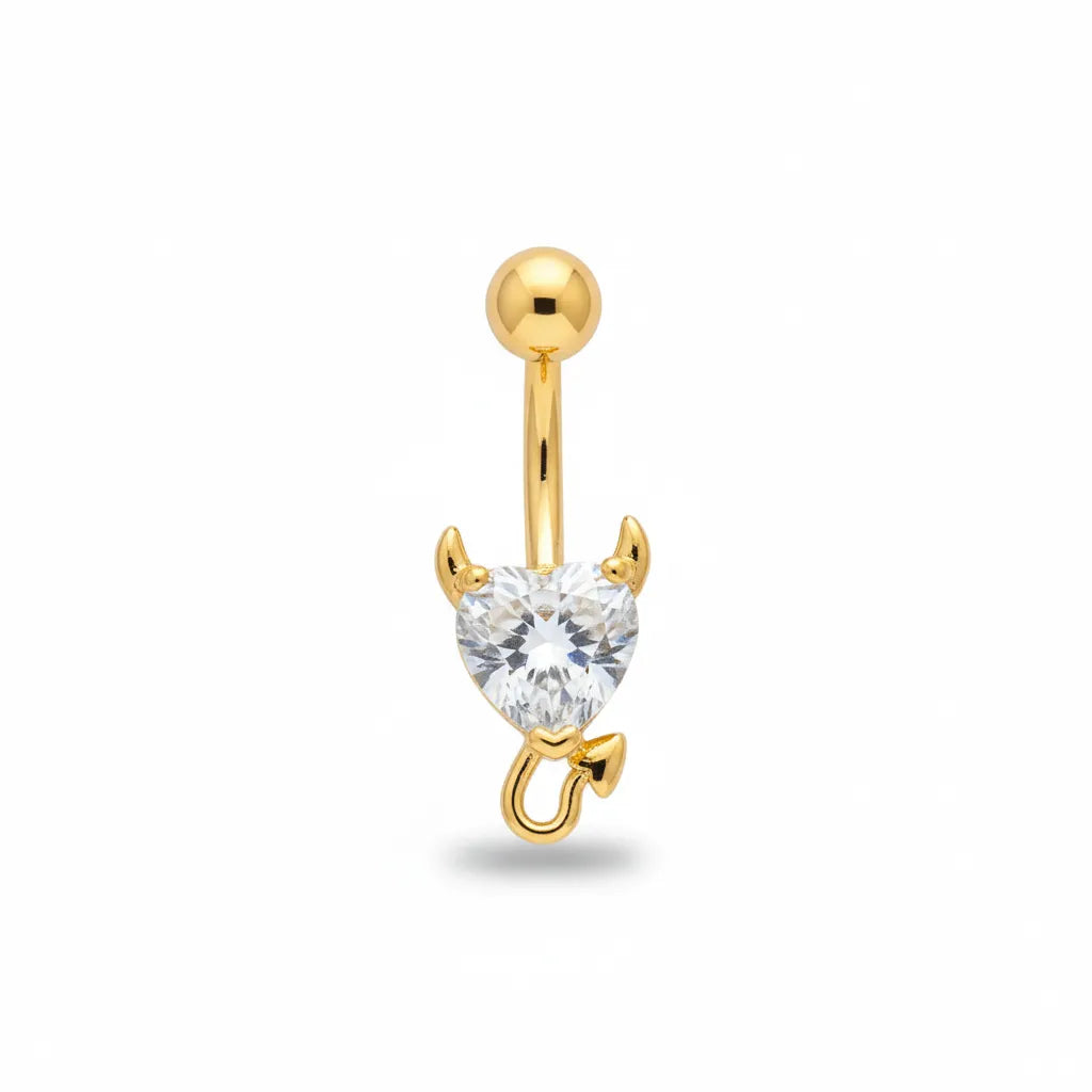 Salvatori Paris Surgical Steel Crystal Devil Heart Belly Button Ring
