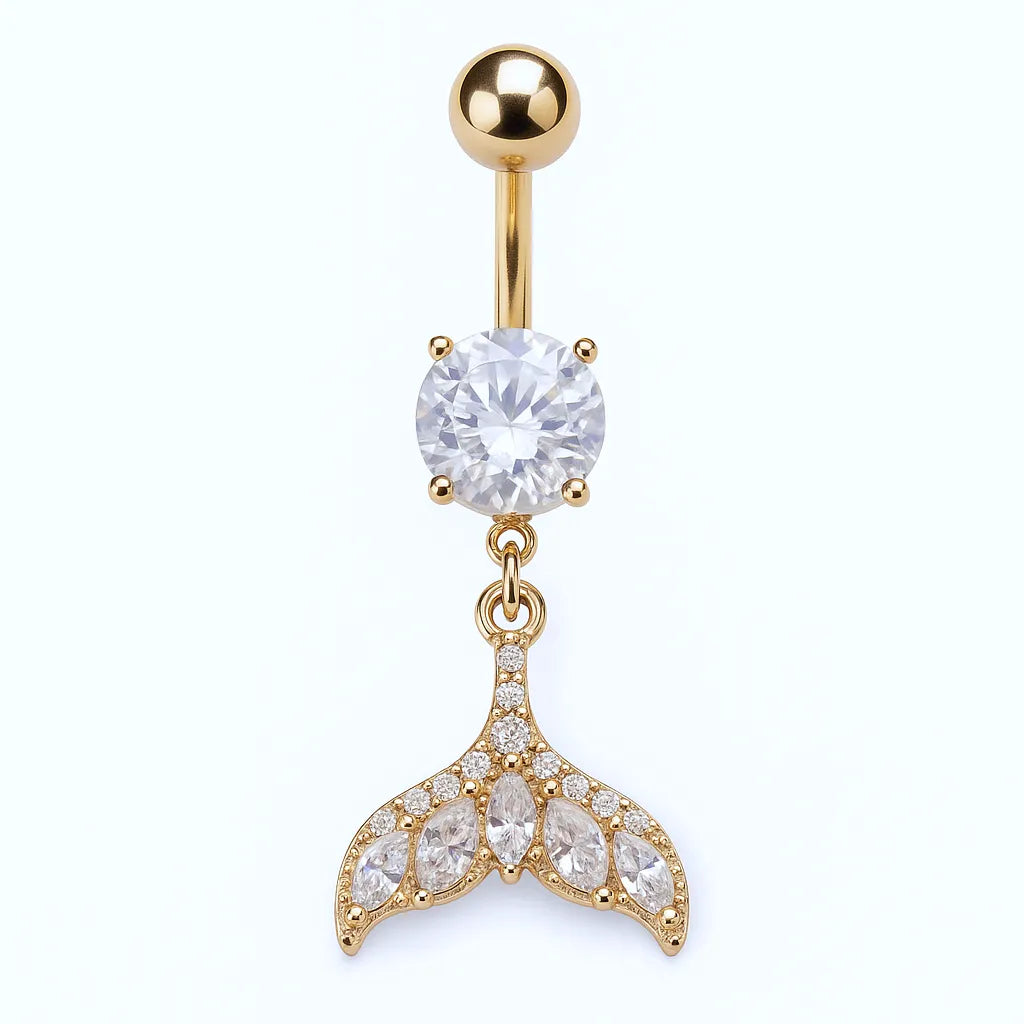 Salvatori Paris Gold Plated Surgical Steel Crystal Tail Belly Piercing