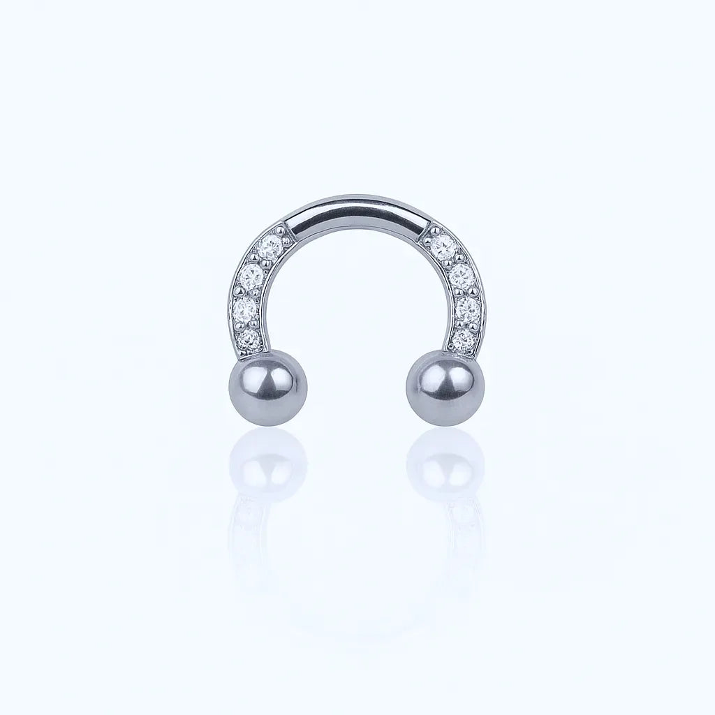 Salvatori Paris Cubic Zirconia Horseshoe Titanium Septum Piercing