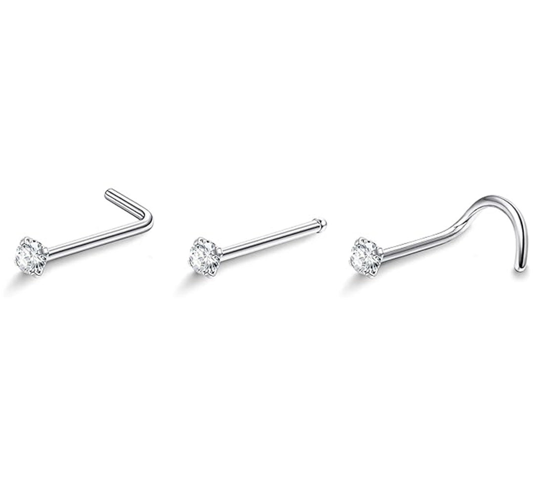 Salvatori Paris 3 Pack Nose & Nostril Piercing Jewellery Set