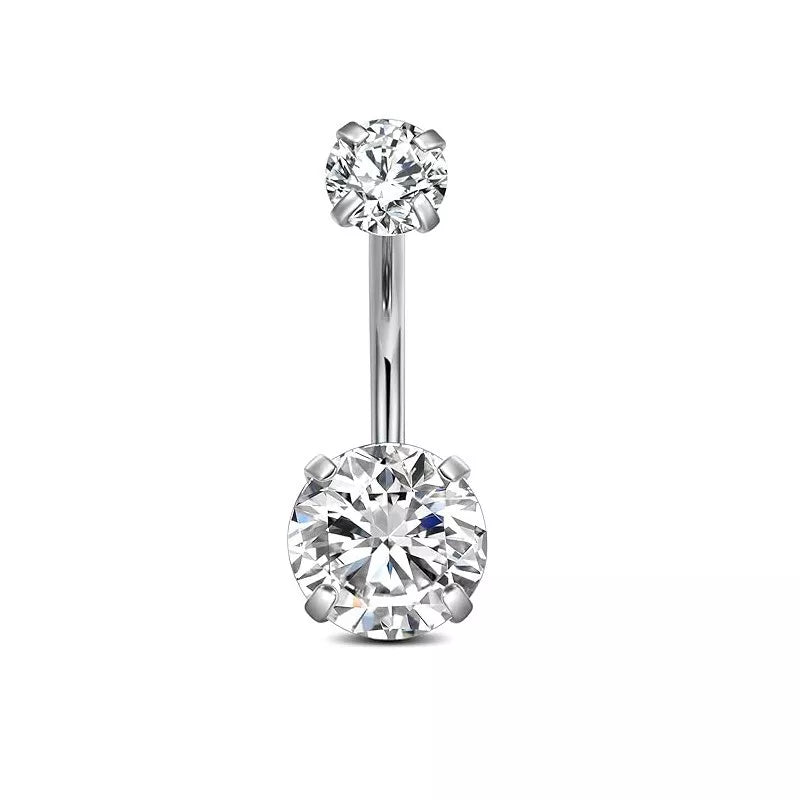 Salvatori Paris Surgical Steel Double Cubic Zirconia Belly Bar