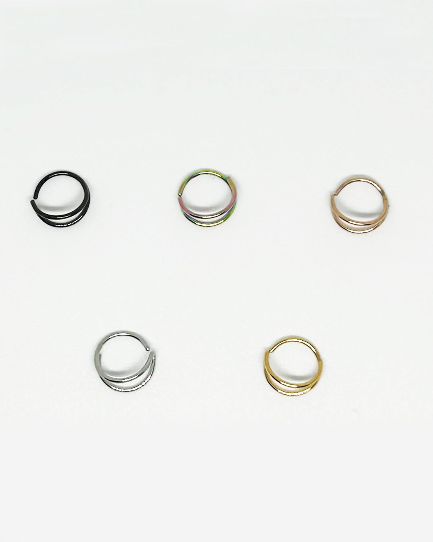 Salvatori Paris Black Colour Nose Ring With Stud Double Hoop Nose Ring