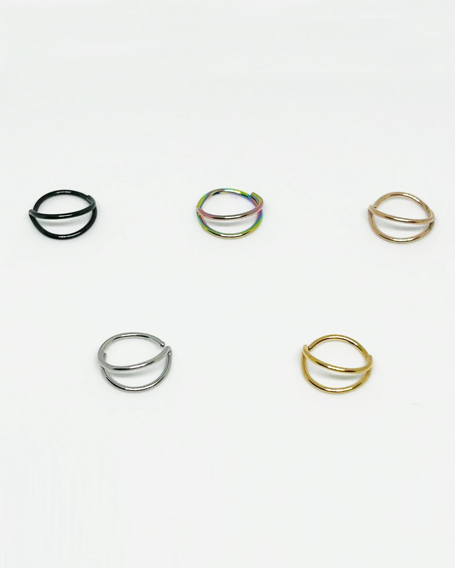 Salvatori Paris Black Colour Nose Ring With Stud Double Hoop Nose Ring
