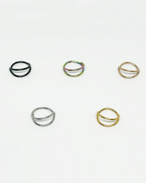 Salvatori Paris Tiny Double Nose Ring Hoop 20G Nose Hoop Rings