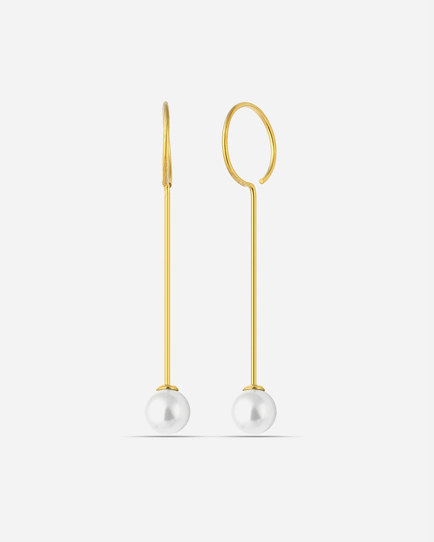 Salvatori Paris Modern Silver Drop Pearl Earrings Gold Filled