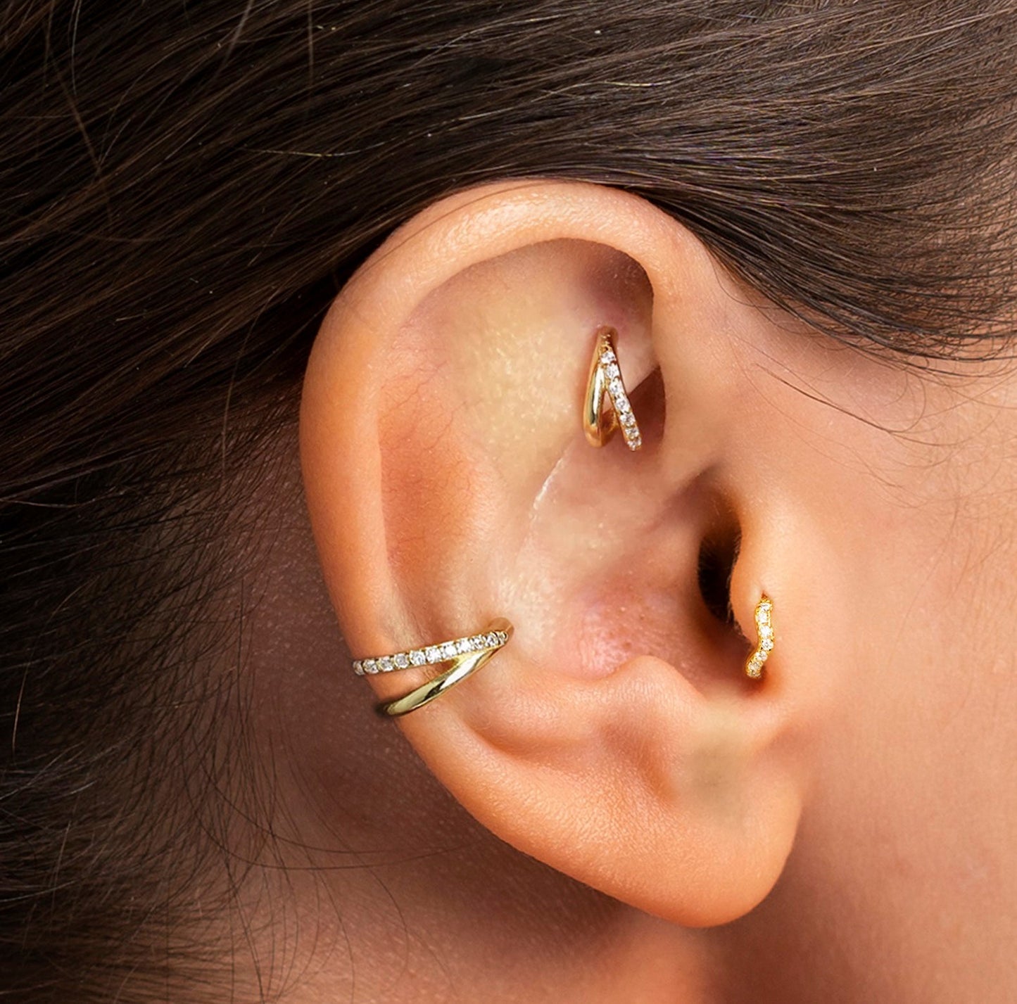 Salvatori Paris Crystal Clicker Tragus Piercing Hoop Earring