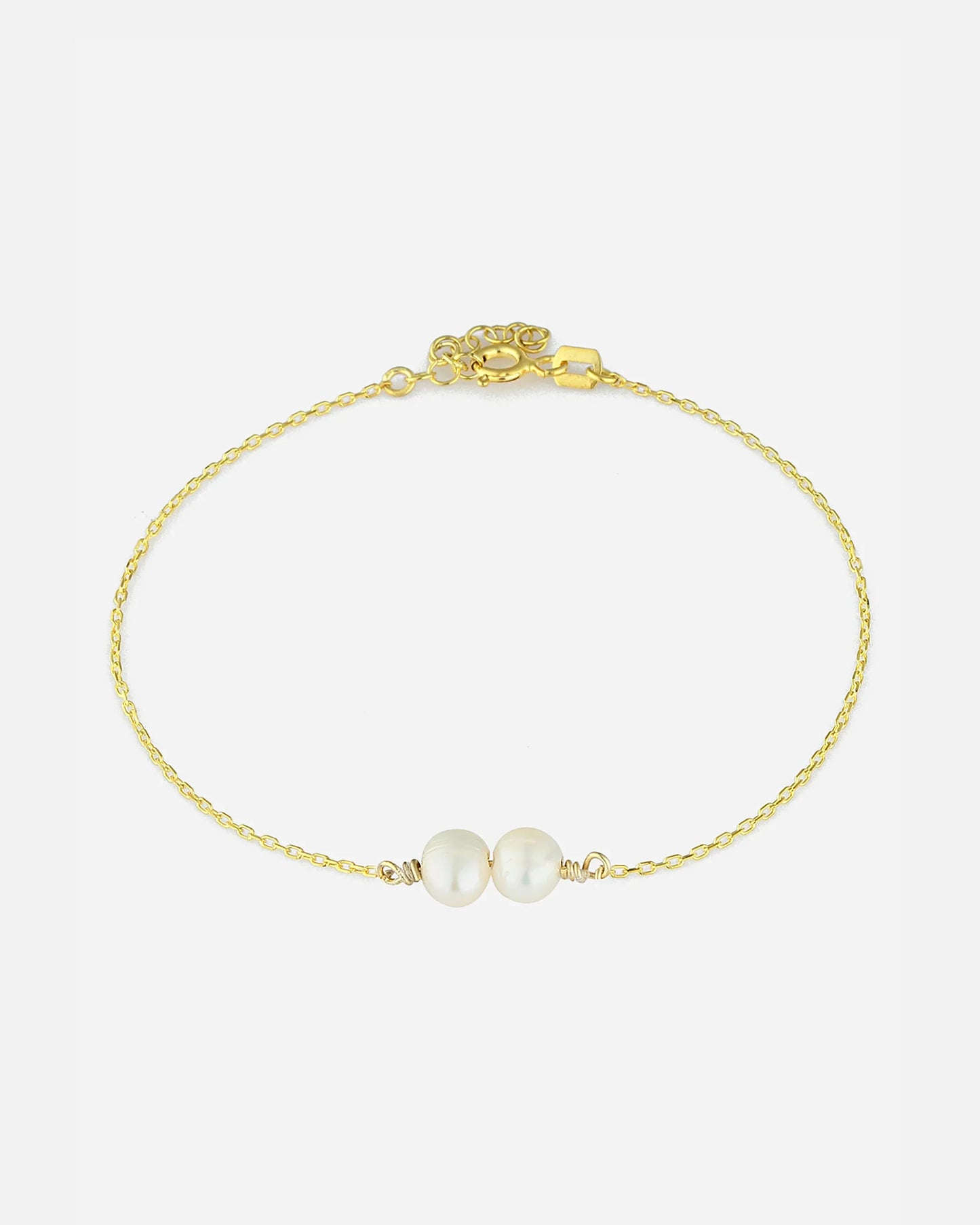 Salvatori Paris Pearl Bracelet on Silver Chain Double Baroque Gold Filled