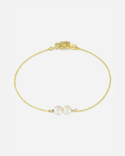 Salvatori Paris Pearl Bracelet on Silver Chain Double Baroque Gold Filled