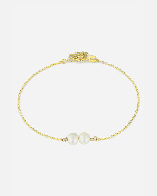 Salvatori Paris Pearl Bracelet on Silver Chain Double Baroque Gold Filled