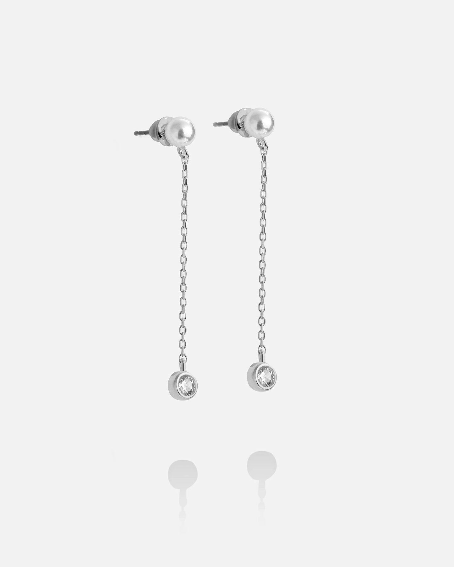 Salvatori Paris Silver Pearl Drop Earrings With Diamond Details