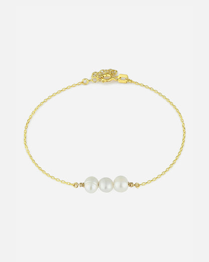 Salvatori Paris Pearl Bracelet on Silver Chain Triple Baroque Gold Filled