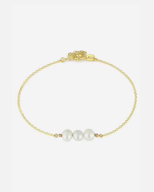 Salvatori Paris Pearl Bracelet on Silver Chain Triple Baroque Gold Filled