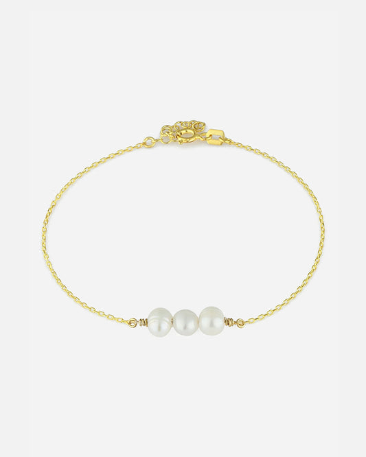 Salvatori Paris Pearl Bracelet on Silver Chain Triple Baroque Gold Filled