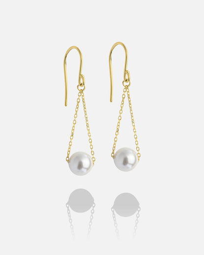 Salvatori Paris Modern Silver Pearl Drop Earrings Gold Filled