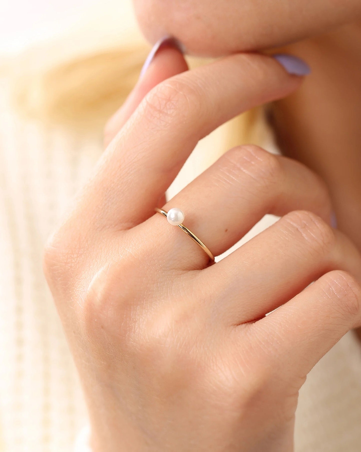 Salvatori Paris Silver Classic Adjustable Pearl Ring Gold Filled