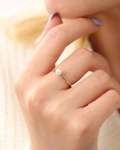Salvatori Paris Silver Classic Adjustable Pearl Ring Gold Filled