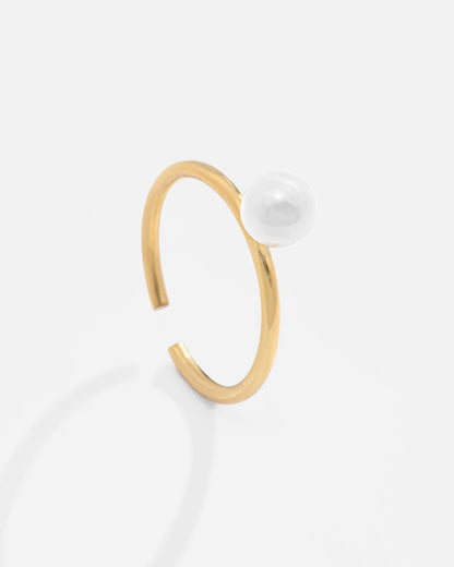 Salvatori Paris Silver Classic Adjustable Pearl Ring Gold Filled