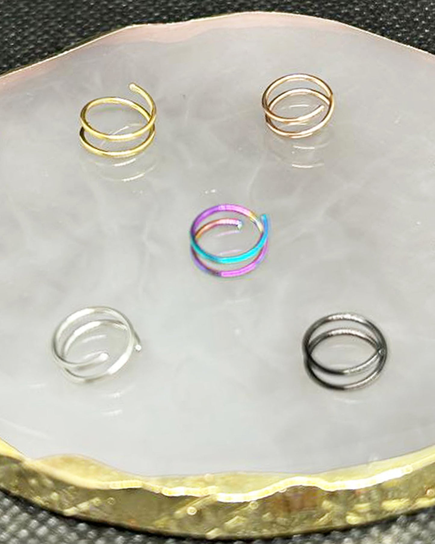 Salvatori Paris Rainbow Spiral Double Nose Ring Hoop and Nose Piercing