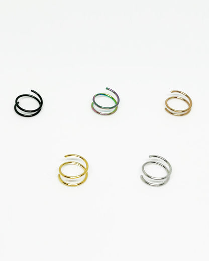 Salvatori Paris Gold Spiral Double Nose Ring Hoop and Nose Piercing