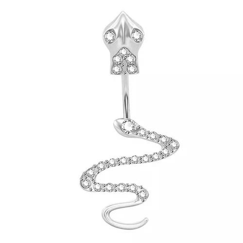 Salvatori Paris Silver Surgical Steel Cubic Zirconia Snake Belly Bar