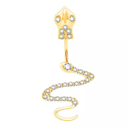 Salvatori Paris Gold Plated Surgical Steel Cubic Zirconia Snake Belly Bar