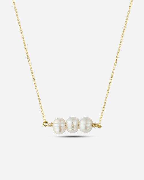 Salvatori Paris Modern Gold Filled Triple Baroque Pearl Necklace