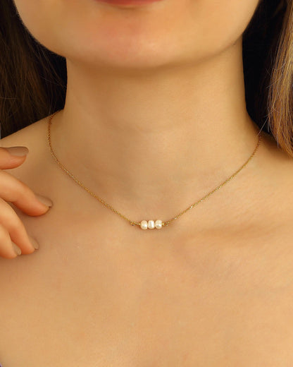 Salvatori Paris Modern Gold Filled Triple Baroque Pearl Necklace