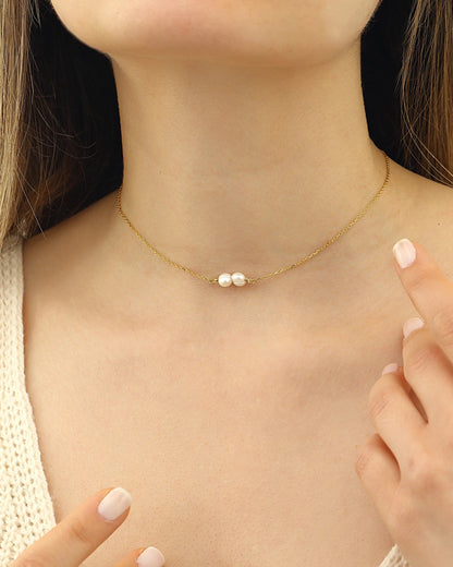 Salvatori Paris Modern Gold Filled Double Baroque Pearl Necklace