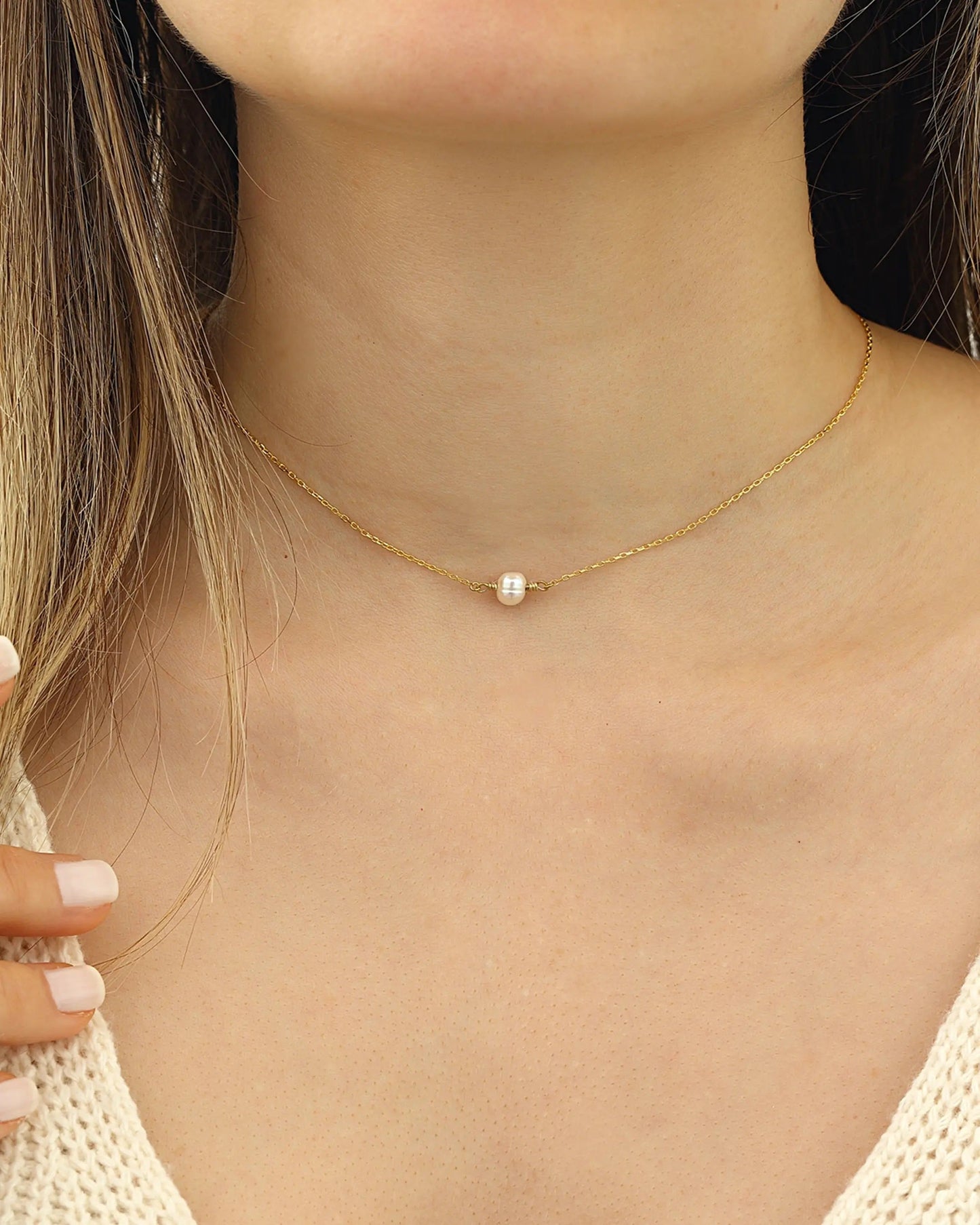 Salvatori Paris Modern Gold Filled Single Baroque Pearl Necklace