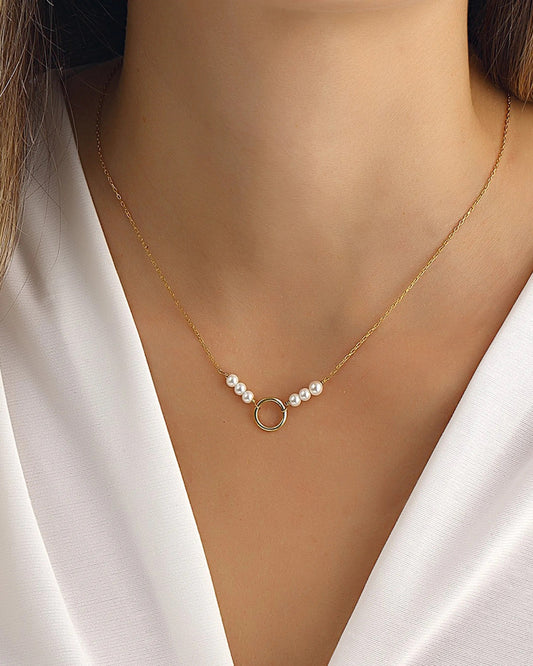 Salvatori Paris Modern Silver Fashion Pearl Necklace Gold Filled