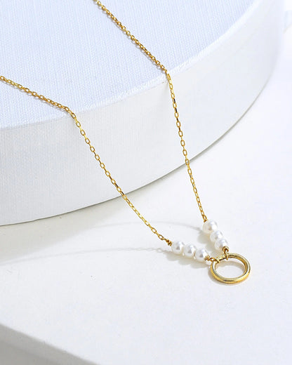 Salvatori Paris Modern Silver Fashion Pearl Necklace Gold Filled