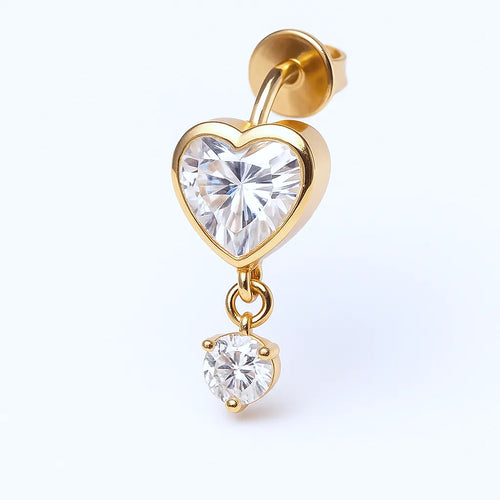 Salvatori Paris Cubic Zirconia Heart Drop Titanium Dangle Piercing