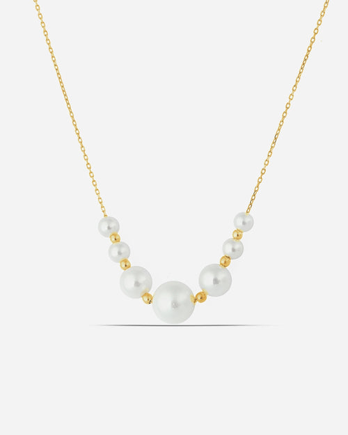 Salvatori Paris Modern Silver Layered Pearl Necklace Gold Filled