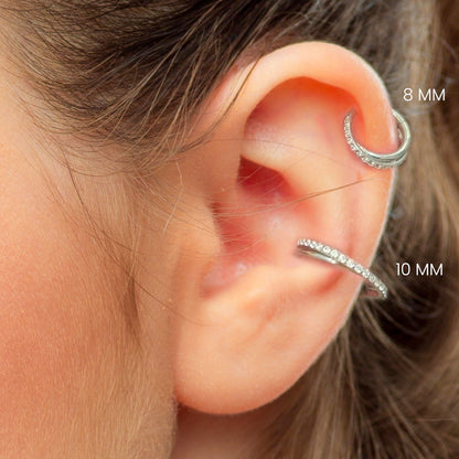 Salvatori Paris Silver Crystal Twist Conch Piercing