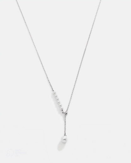 Salvatori Paris Modern Pearl Drop Silver Necklace