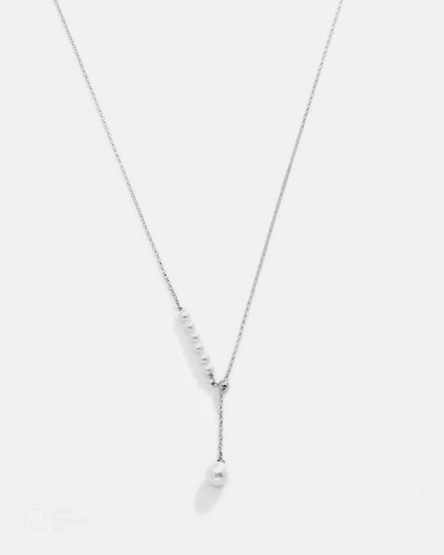 Salvatori Paris Modern Pearl Drop Silver Necklace