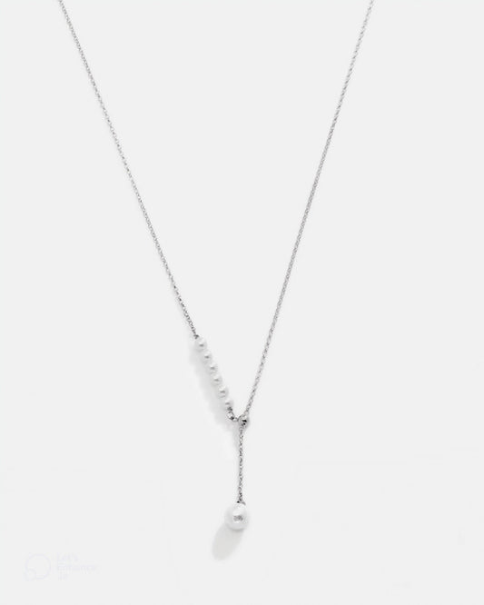 Salvatori Paris Modern Pearl Drop Silver Necklace