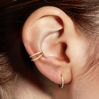 Salvatori Paris Crystal Double Conch Piercing and Hoop Piercing