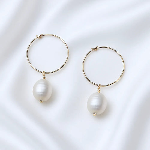 Salvatori Paris Voile d’Or Large Drop Pearl Earrings