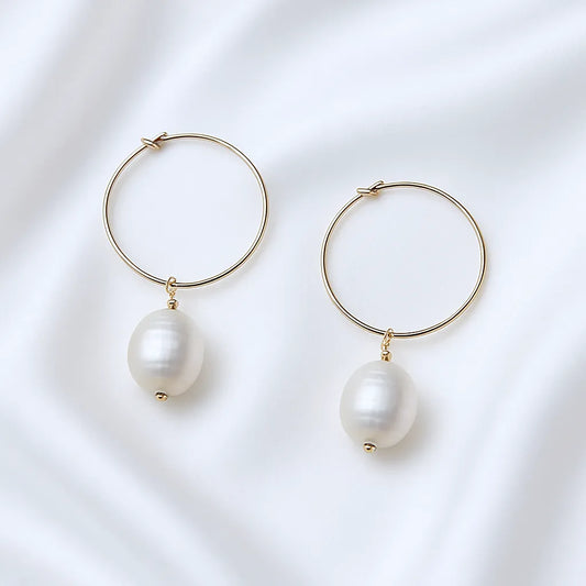 Salvatori Paris Voile d’Or Large Drop Pearl Earrings